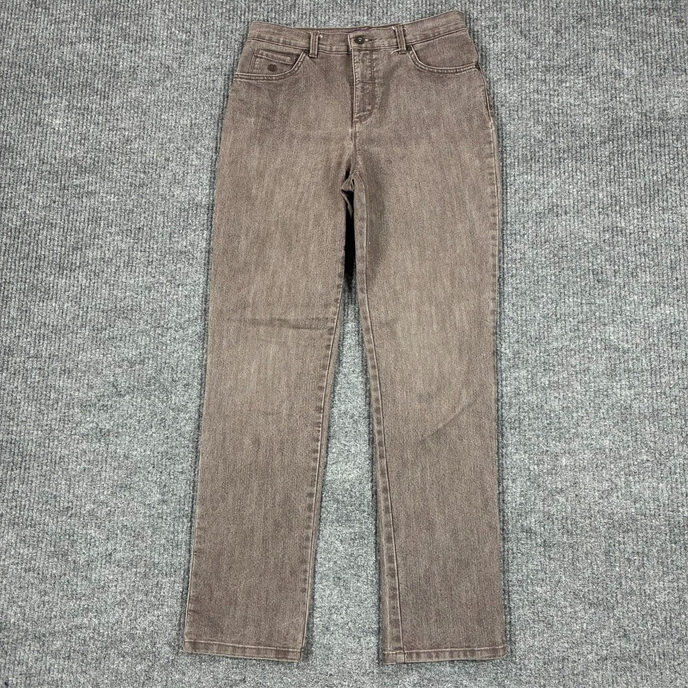Gloria Vanderbilt Amanda Womens Jeans Size 8 Brown Denim Straight Leg High Rise